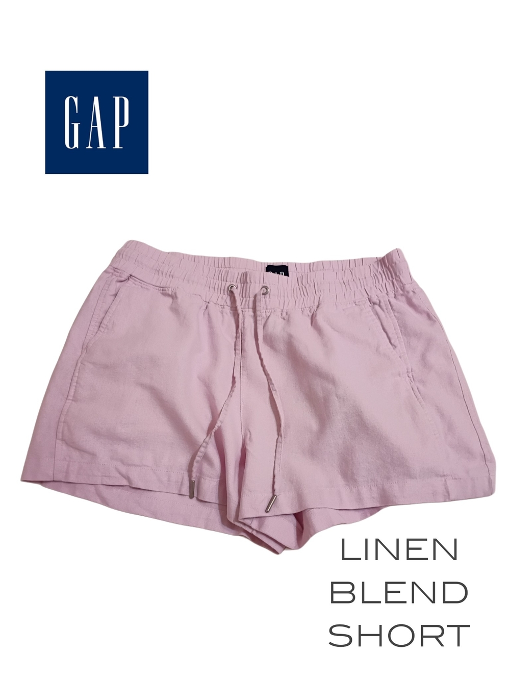 GAP Women's Light Pink Linen-Blend Drawstring Shorts